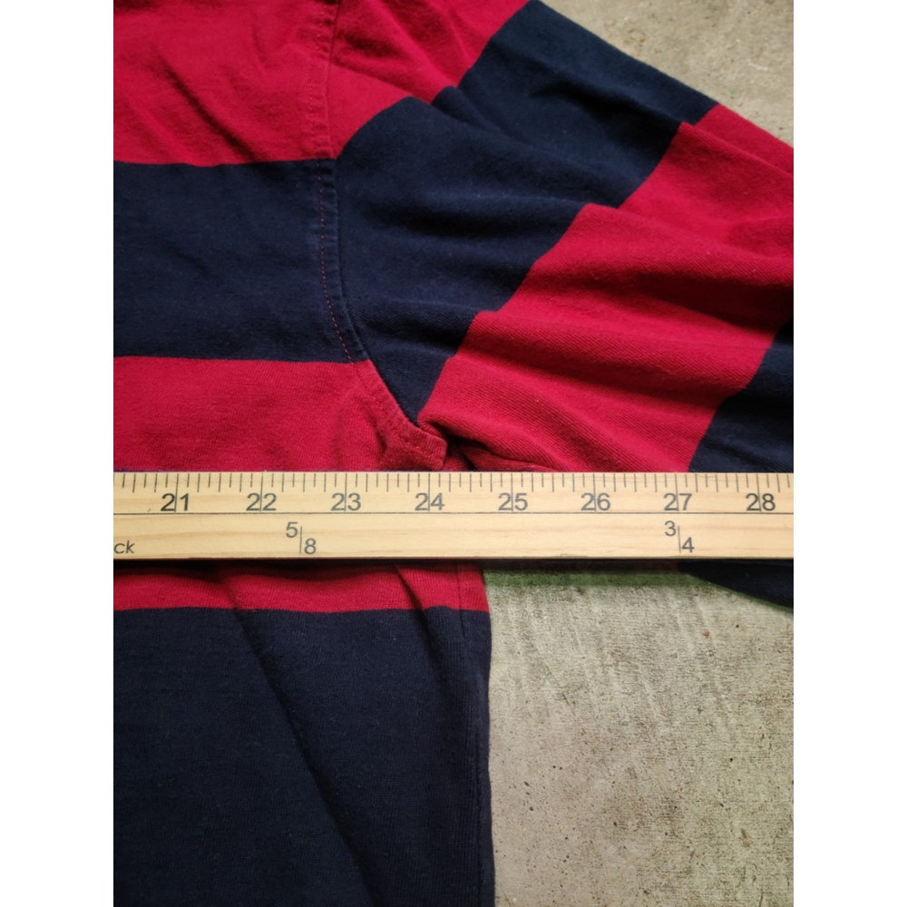 Vtg 80s Men’s Nautica Long Sleeve Striped Rugby Polo Size XXL Red & Navy - Picture 4 of 5